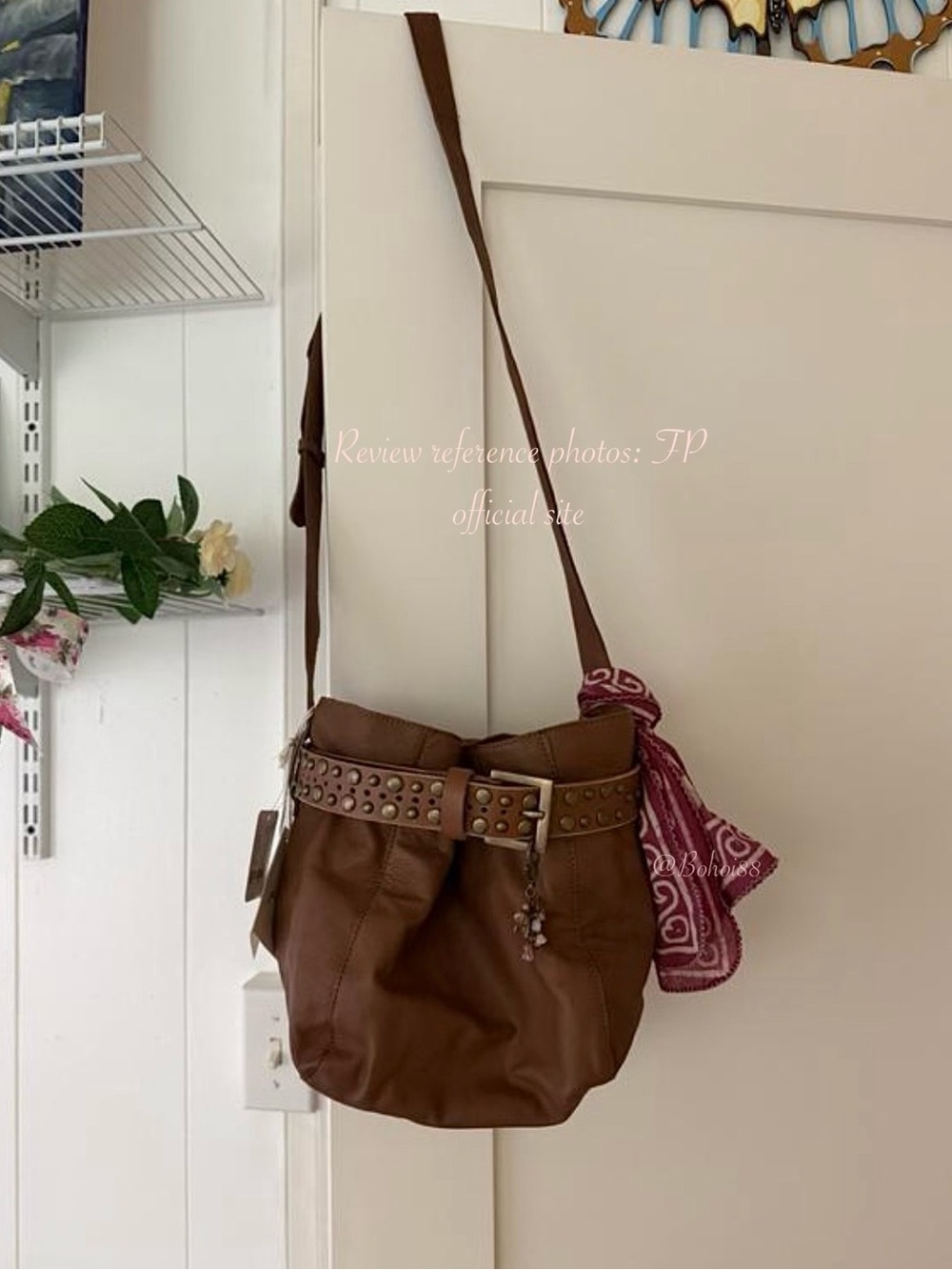 NWT Free People Embellished Belt Bucket Crossbody Bag Leather Studded - Picture 14 of 14